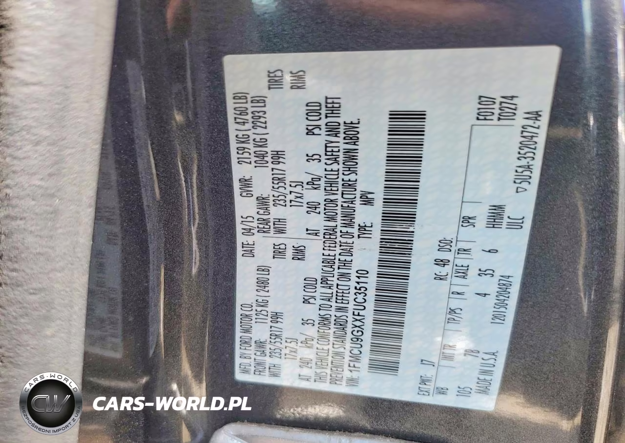 2015 Ford Escape Se VIN:1FMCU9GXXFUC35110 - 14