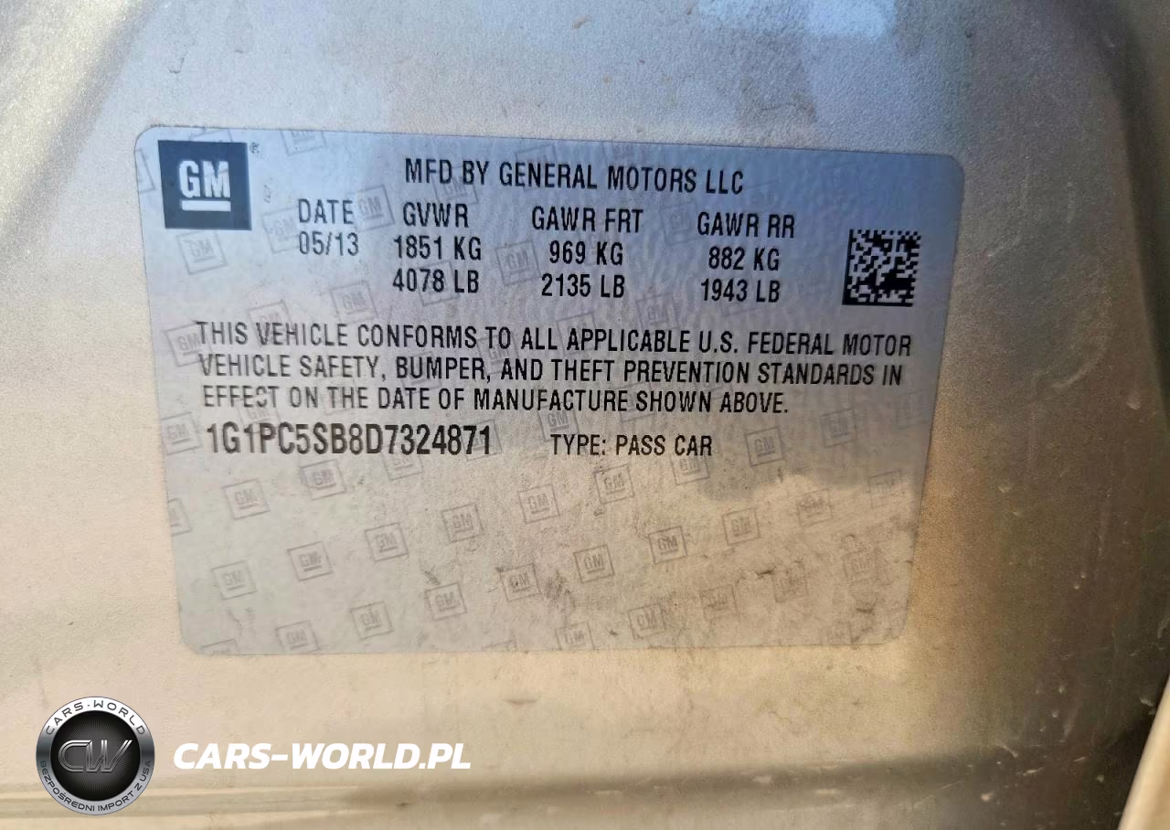 2013 Chevrolet Cruze Lt VIN:1G1PC5SB8D7324871 - 12