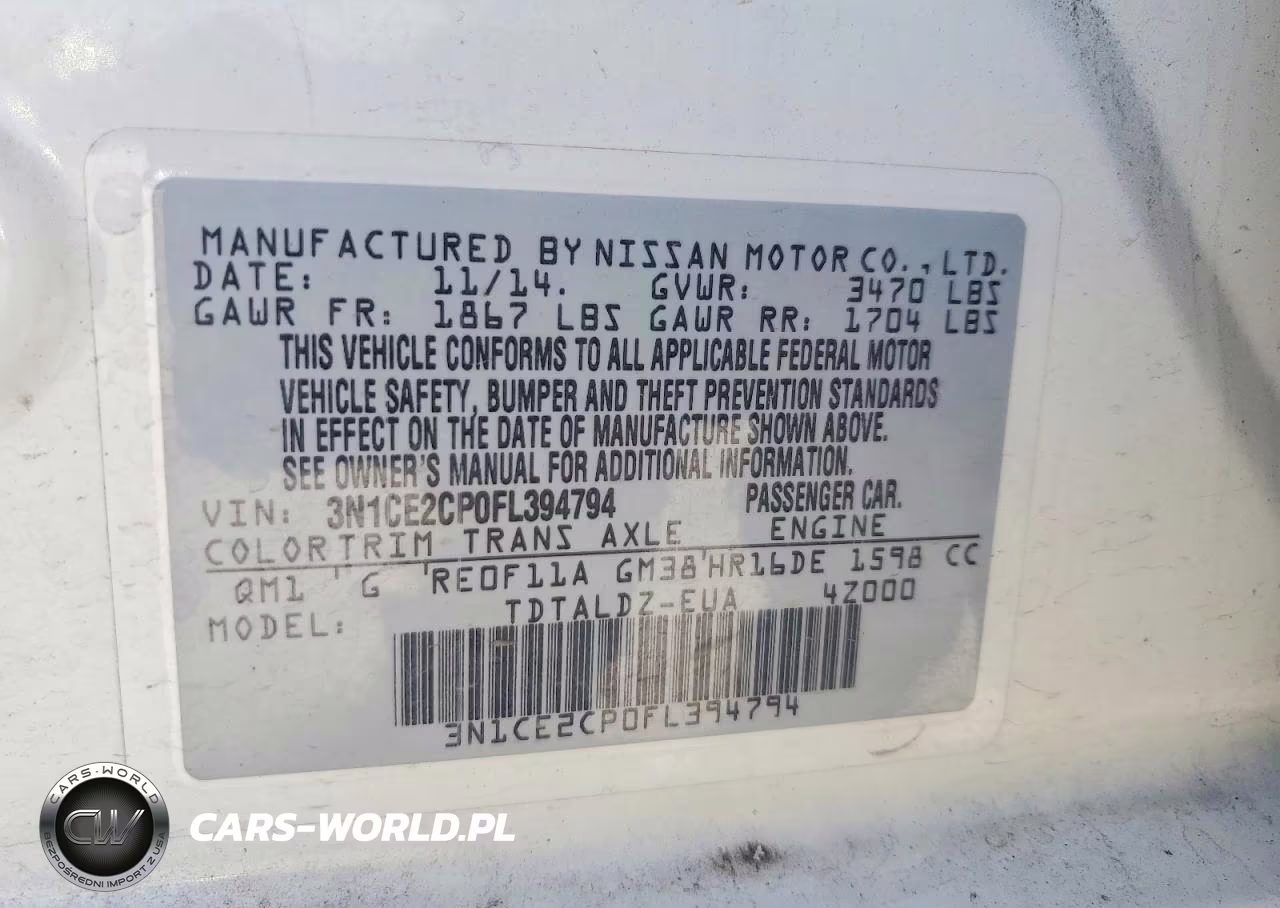 2015 Nissan Versa Note Sv VIN:3N1CE2CP0FL394794 - 12