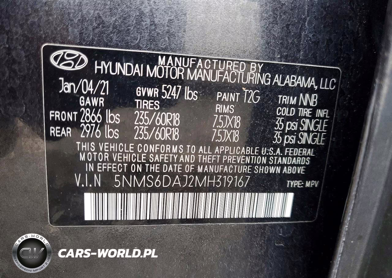 2021 Hyundai Santa Fe Sel VIN:5NMS6DAJ2MH319167 - 14