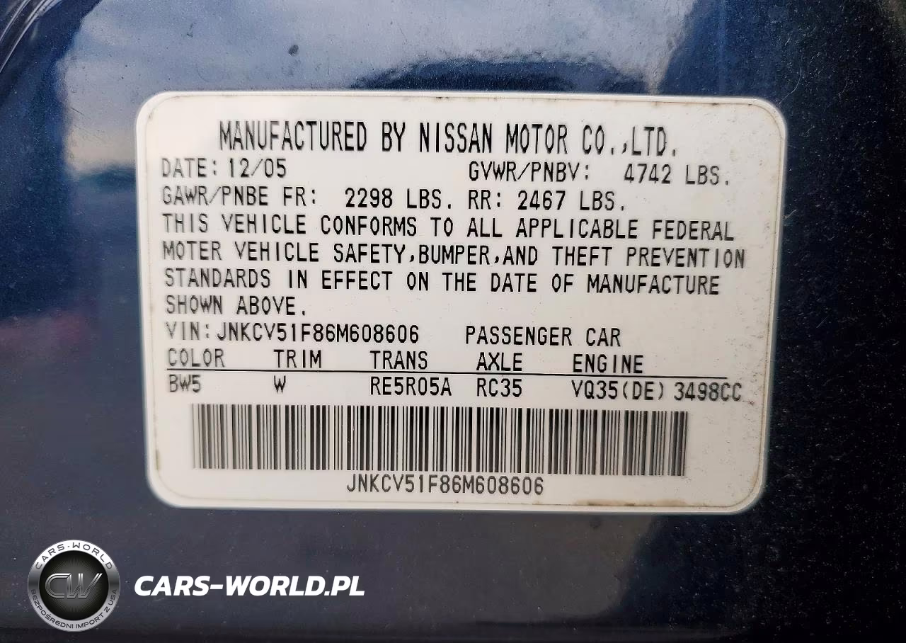 2006 Infiniti G35 X VIN:JNKCV51F86M608606 - 12