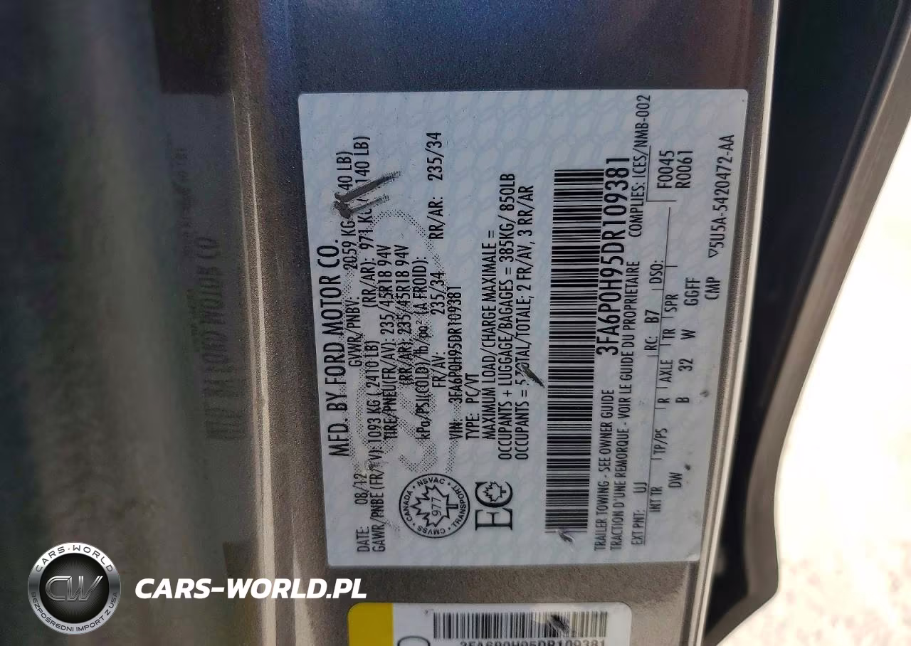 2013 Ford Fusion Se VIN:3FA6P0H95DR109381 - 13