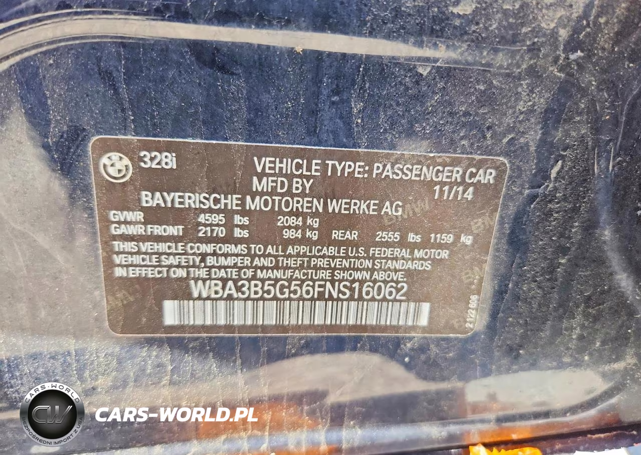 2015 BMW 328 Xi Sulev VIN:WBA3B5G56FNS16062 - 12
