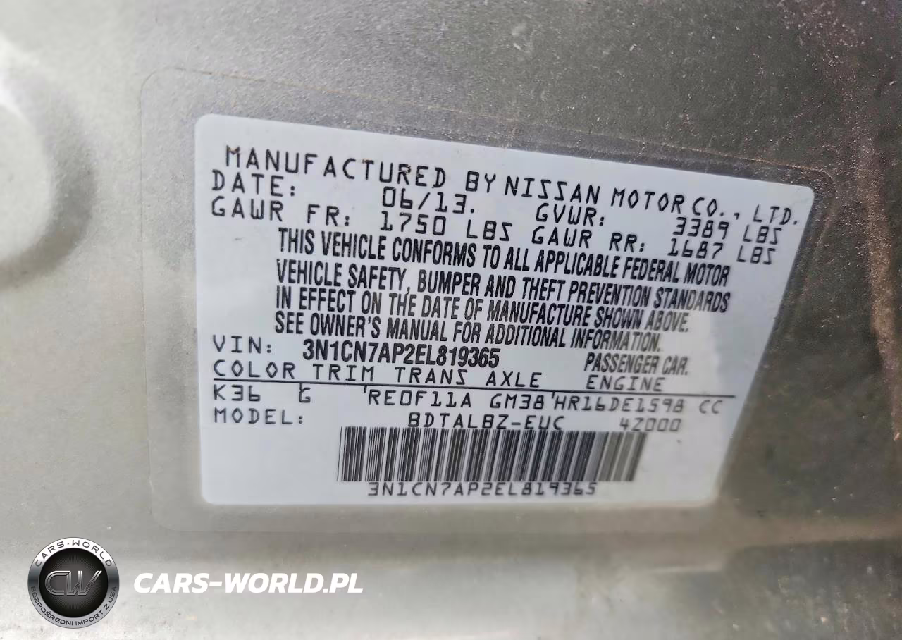 2014 Nissan Versa 1.6 S VIN:3N1CN7AP2EL819365 - 12