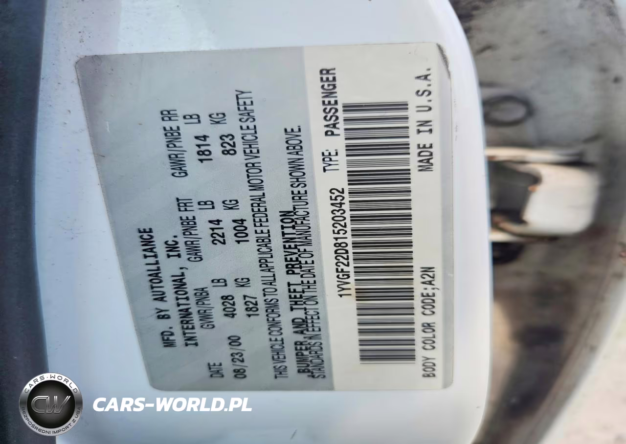 2001 Mazda 626 Es VIN:1YVGF22D815203452 - 12