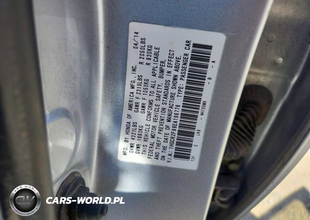 2014 Honda Accord Exl VIN:1HGCR2F89EA196776 - 12
