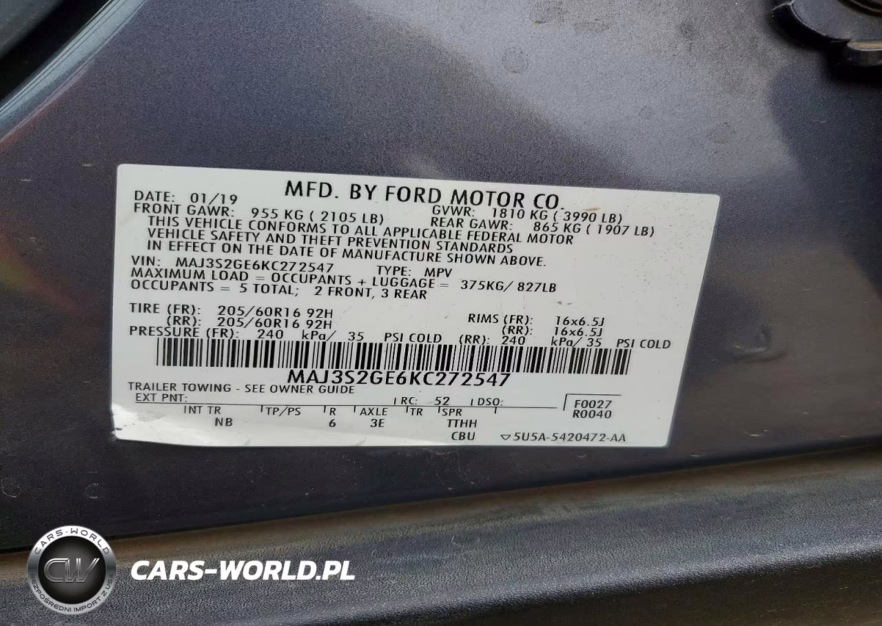 2019 Ford - Ford Eco VIN:MAJ3S2GE6KC272547 - 13