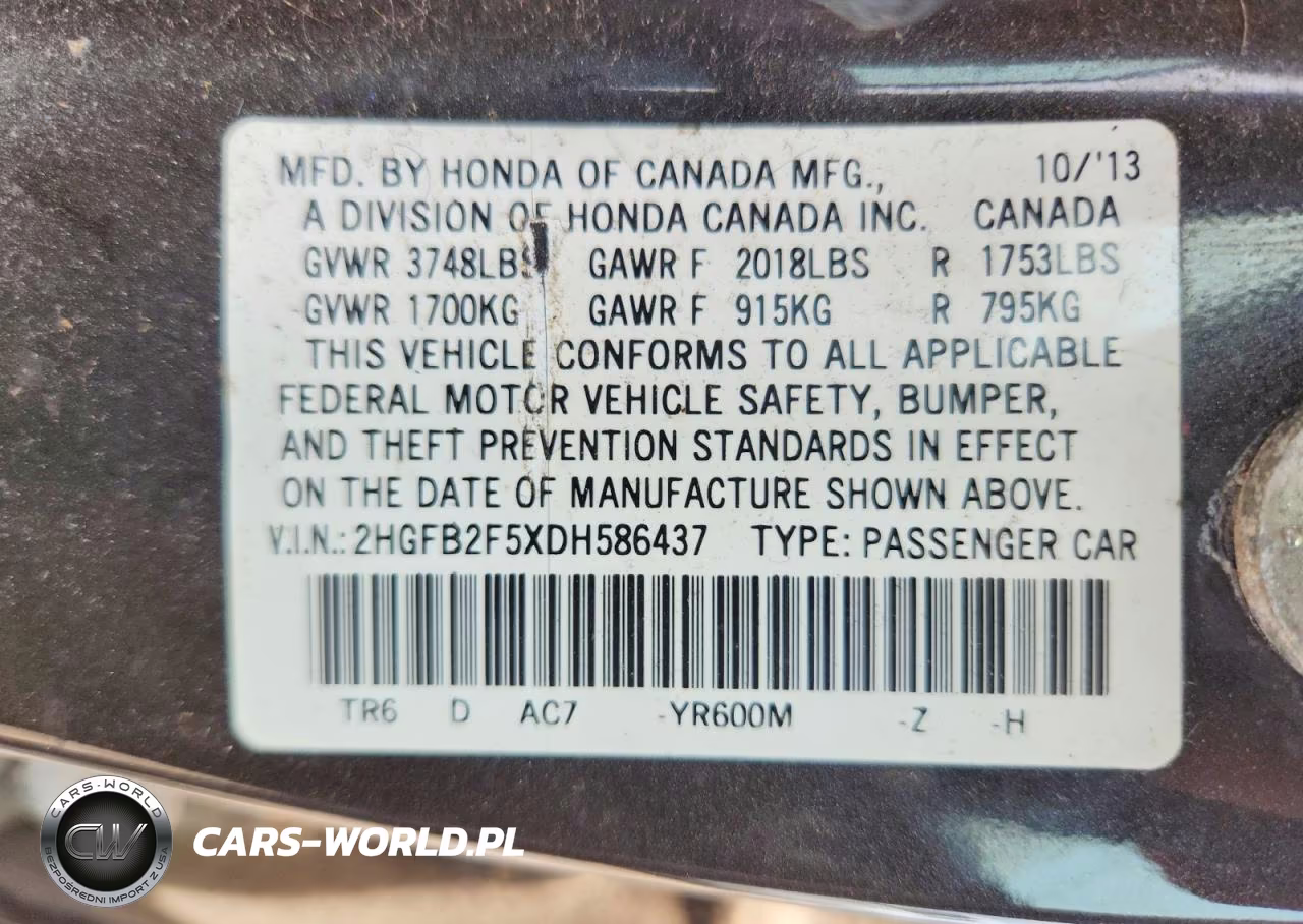 2013 Honda Civic Lx VIN:2HGFB2F5XDH586437 - 13