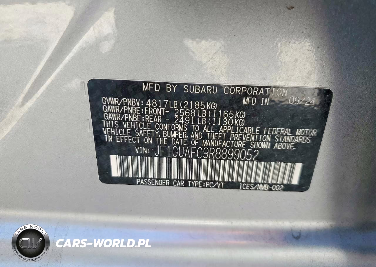 2024 Subaru Impreza Sport 5-Door VIN:JF1GUAFC9R8899052 - 12