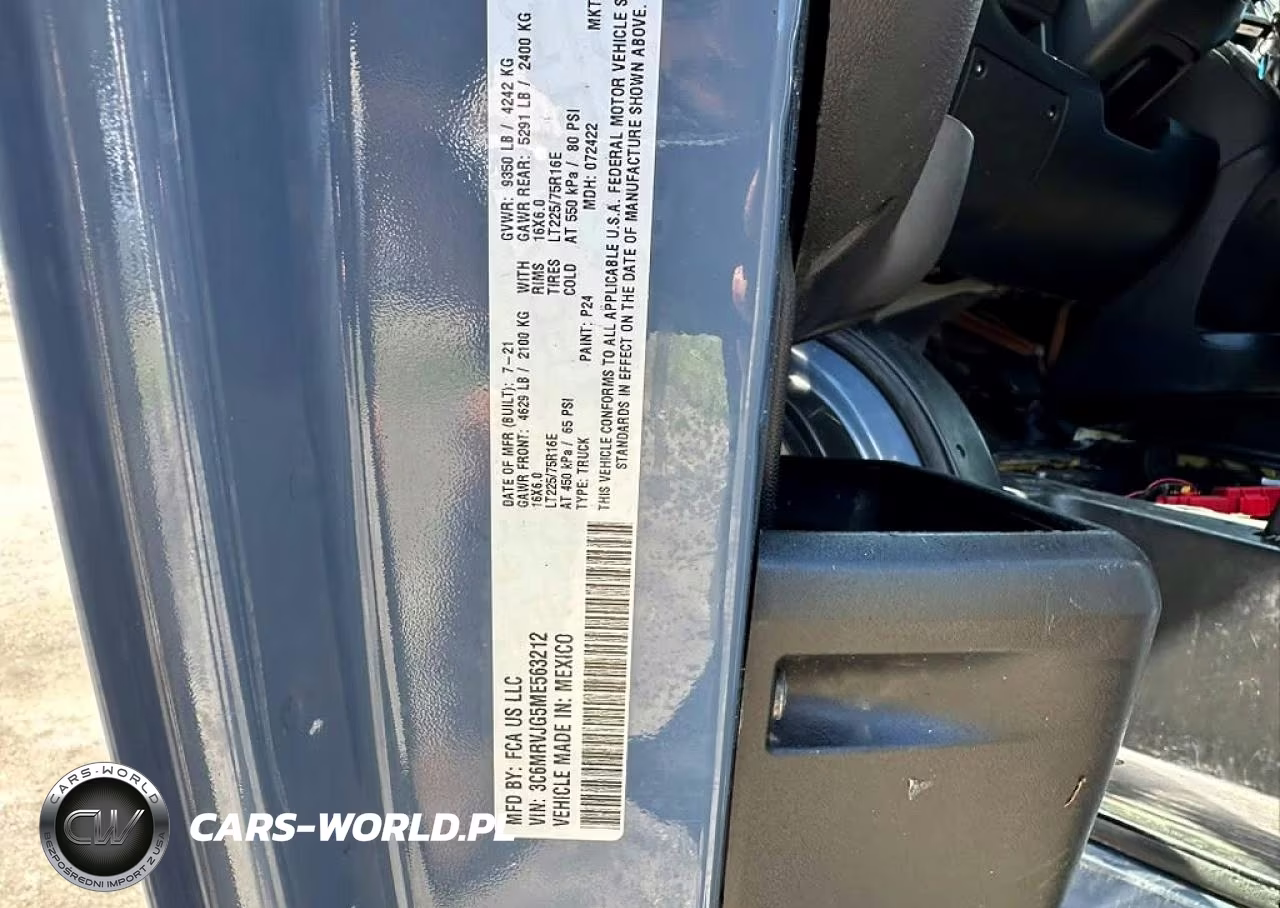 2021 Ram Promaster 3500 3500 High VIN:3C6MRVJG5ME563212 - 10