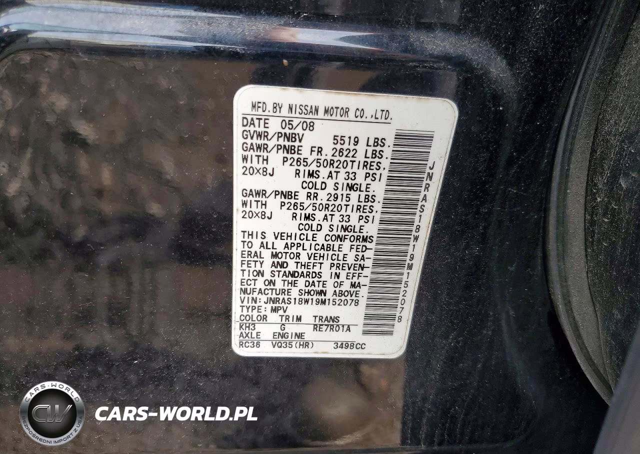 2009 Infiniti Fx35 Base VIN:JNRAS18W19M152078 - 13