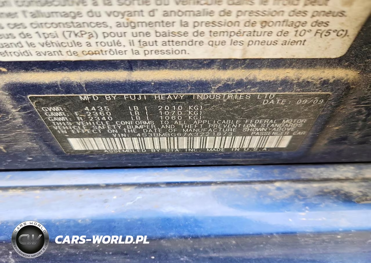 2010 Subaru Legacy 2.5I Premium VIN:4S3BMBG67A3221873 - 12