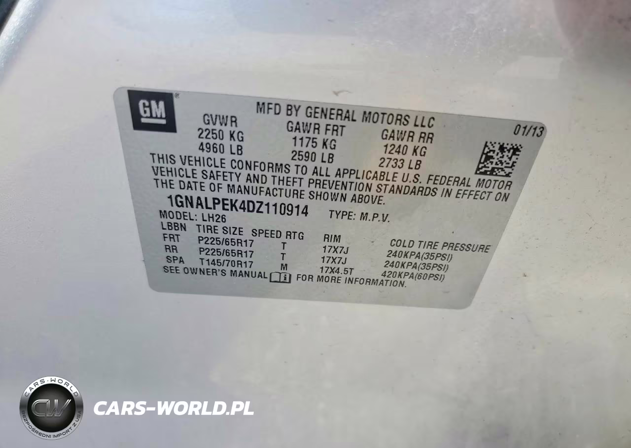 2013 Chevrolet Equinox Lt VIN:1GNALPEK4DZ110914 - 13