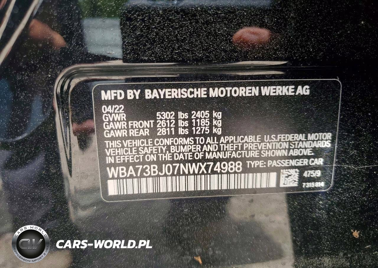 2022 BMW 540 Xi VIN:WBA73BJ07NWX74988 - 13