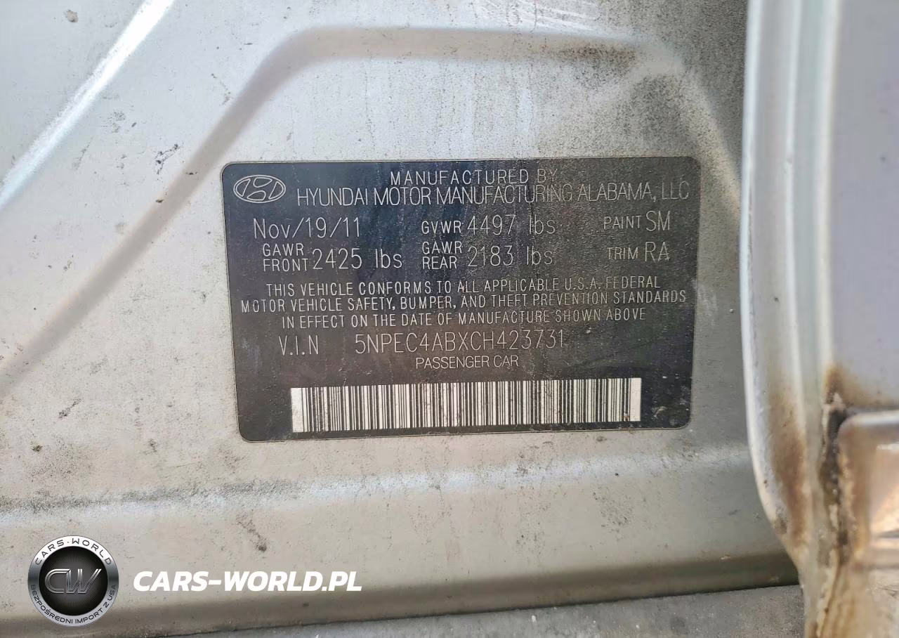 2012 Hyundai Sonata Se 2.0T VIN:5NPEC4ABXCH423731 - 12