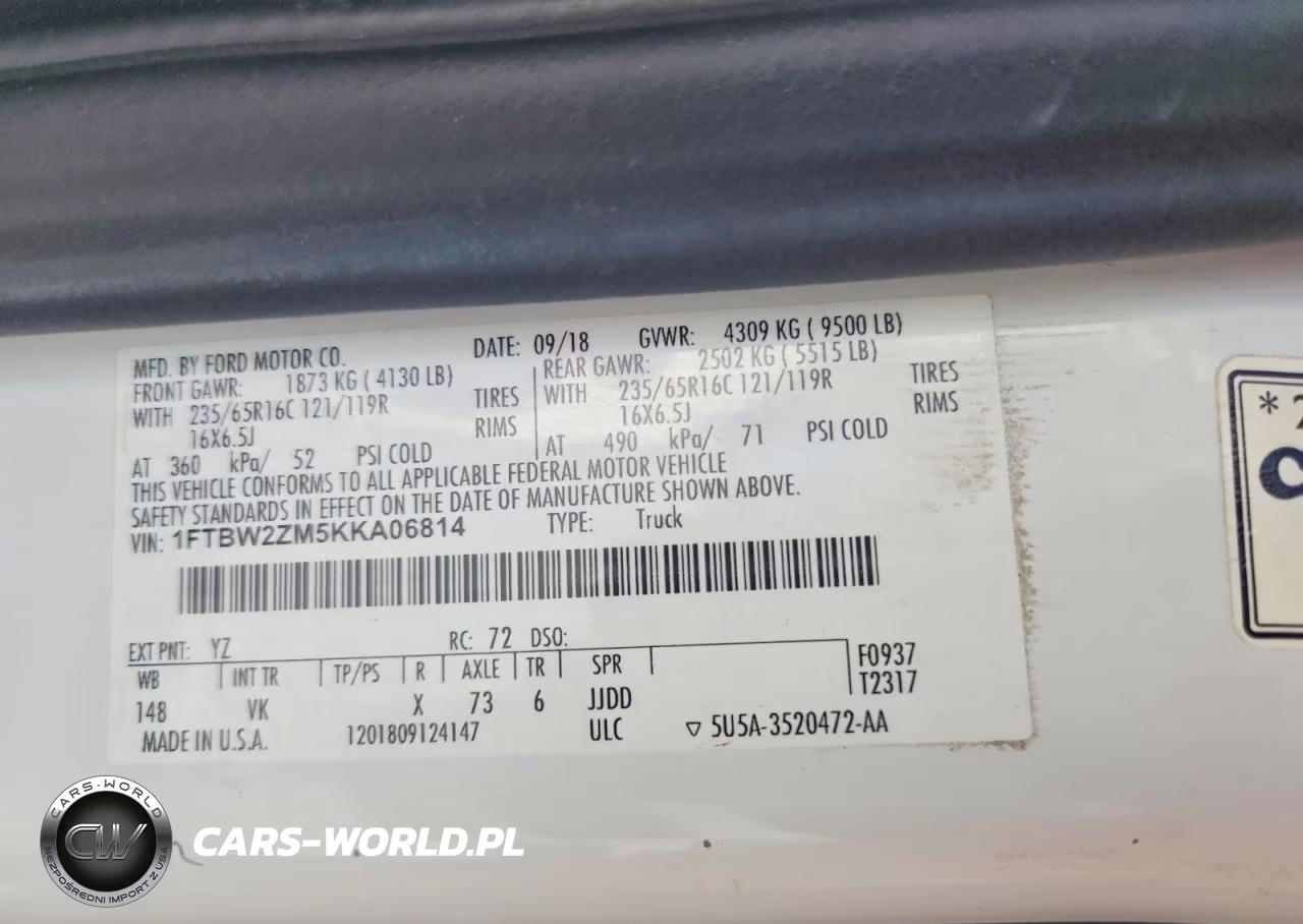 2019 Ford Transit T-350 VIN:1FTBW2ZM5KKA06814 - 13