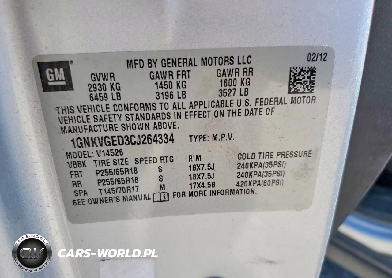 2012 Chevrolet Traverse Lt VIN:1GNKVGED3CJ264334 - 12