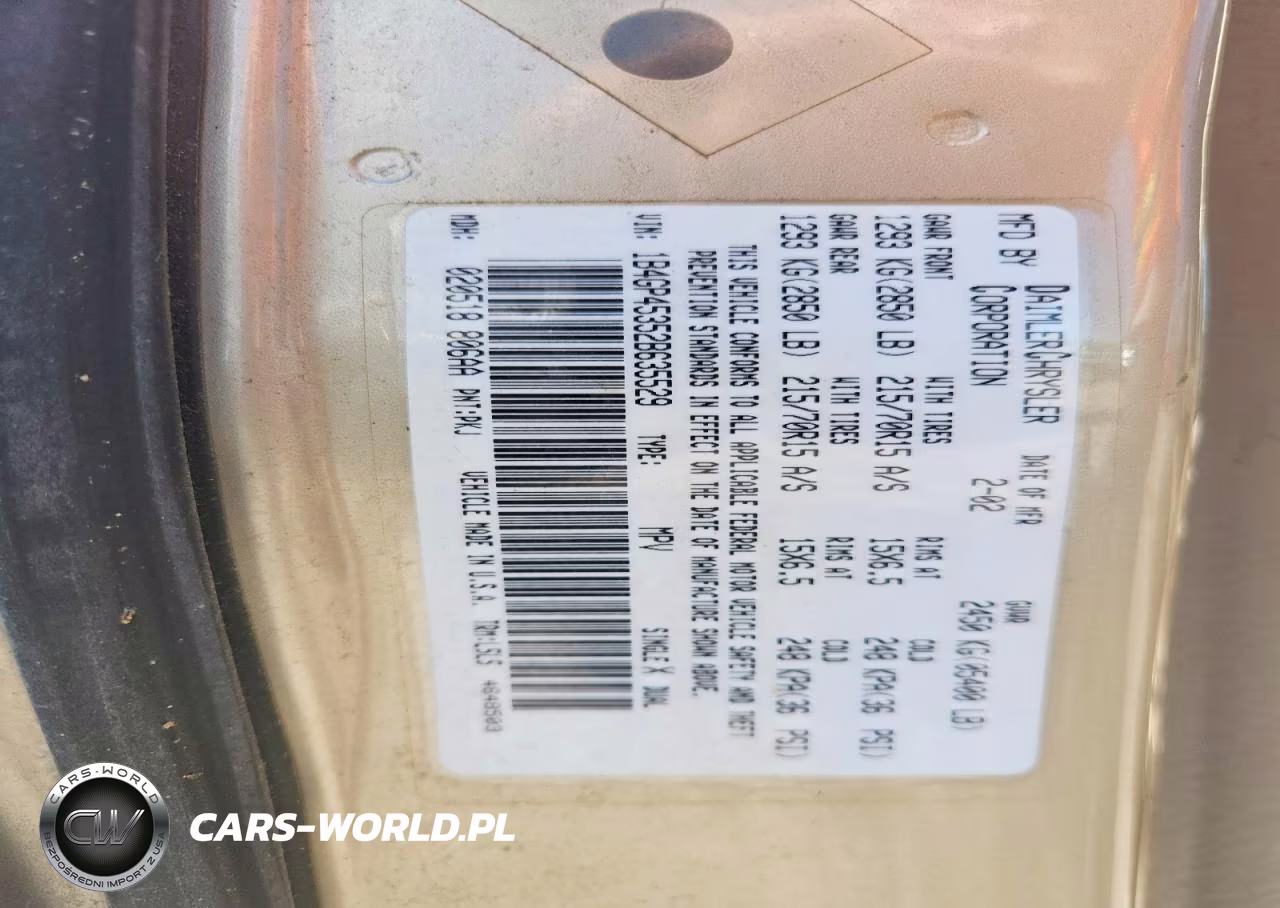 2002 Dodge Caravan Sport VIN:1B4GP45352B635529 - 13