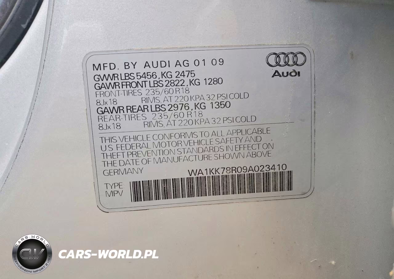 2009 Audi Q5 3.2 VIN:WA1KK78R09A023410 - 13