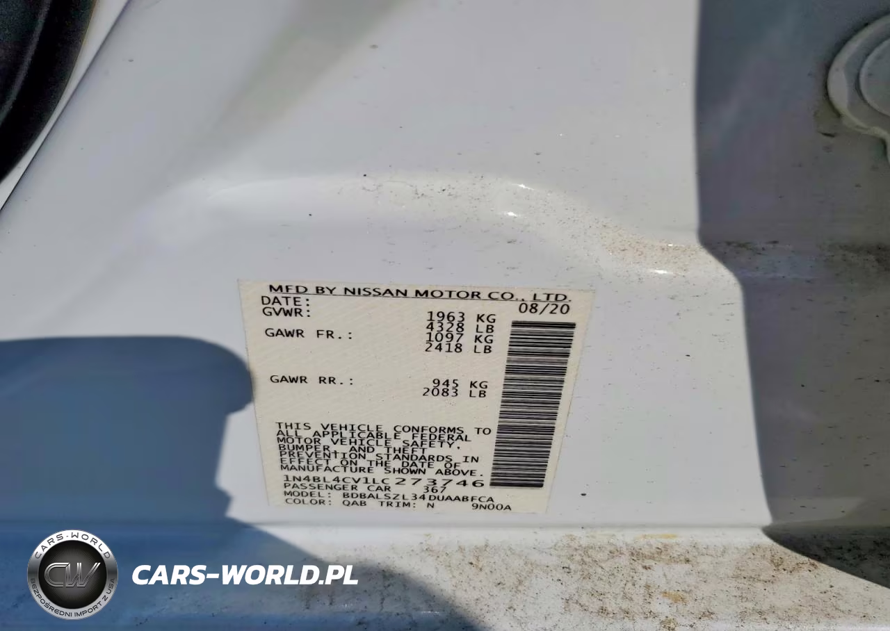 2020 Nissan Altima Sr VIN:1N4BL4CV1LC273746 - 12