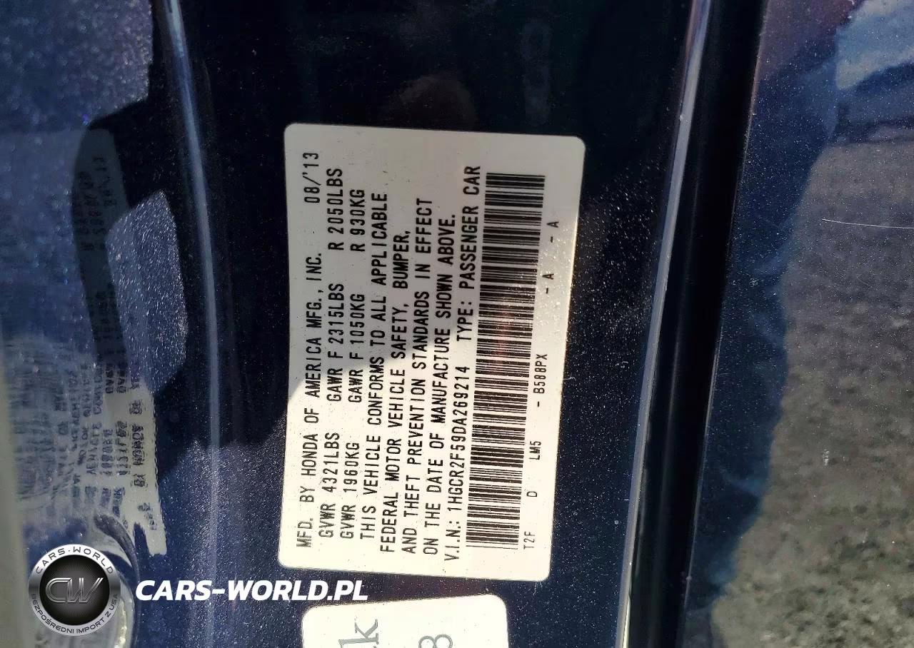 2013 Honda Accord Sport VIN:1HGCR2F59DA269214 - 12