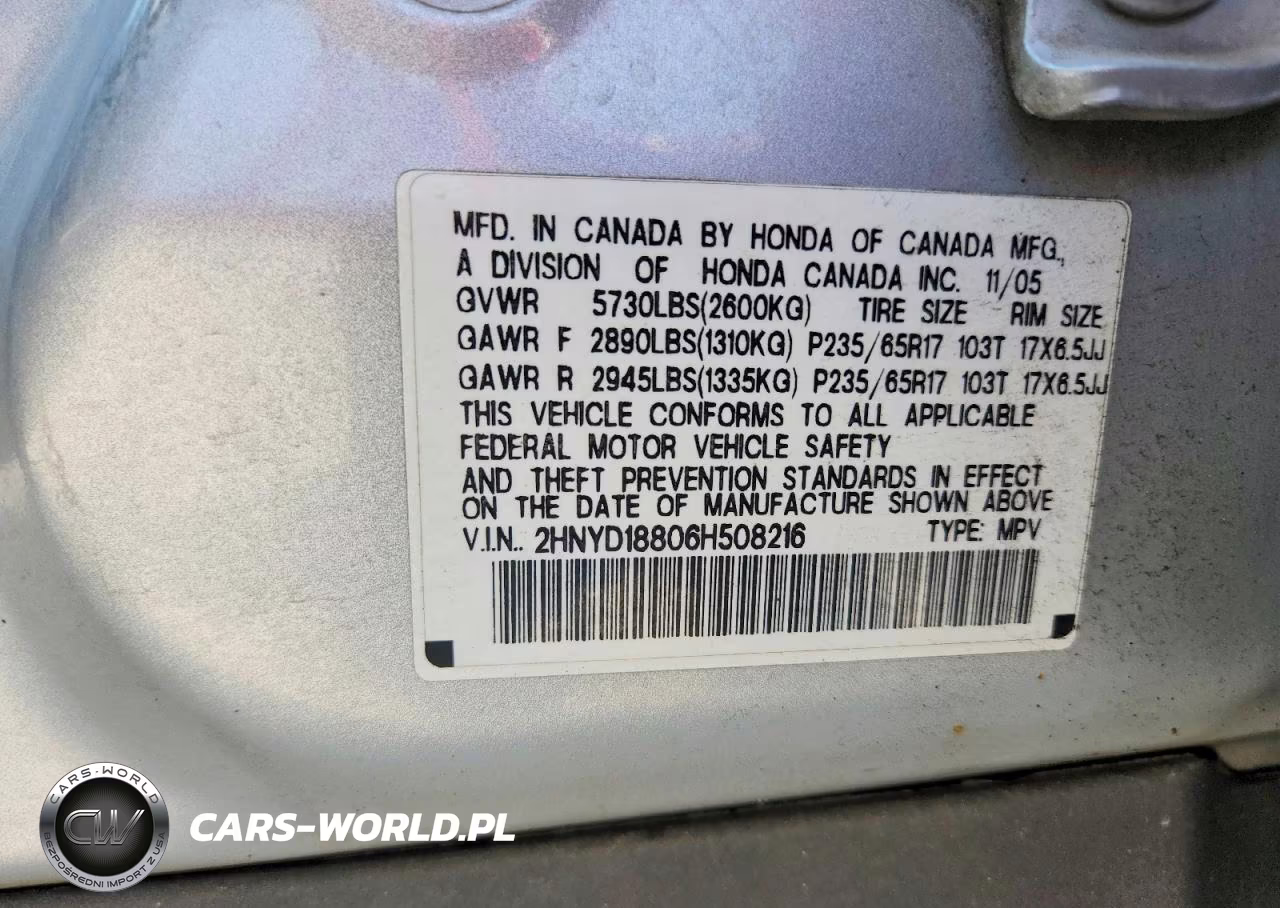 2006 Acura Mdx Touring VIN:2HNYD18806H508216 - 12
