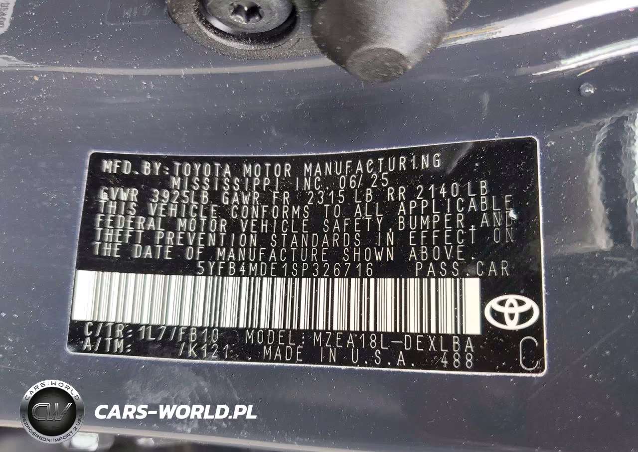 2025 Toyota Corolla Le VIN:5YFB4MDE1SP326716 - 12