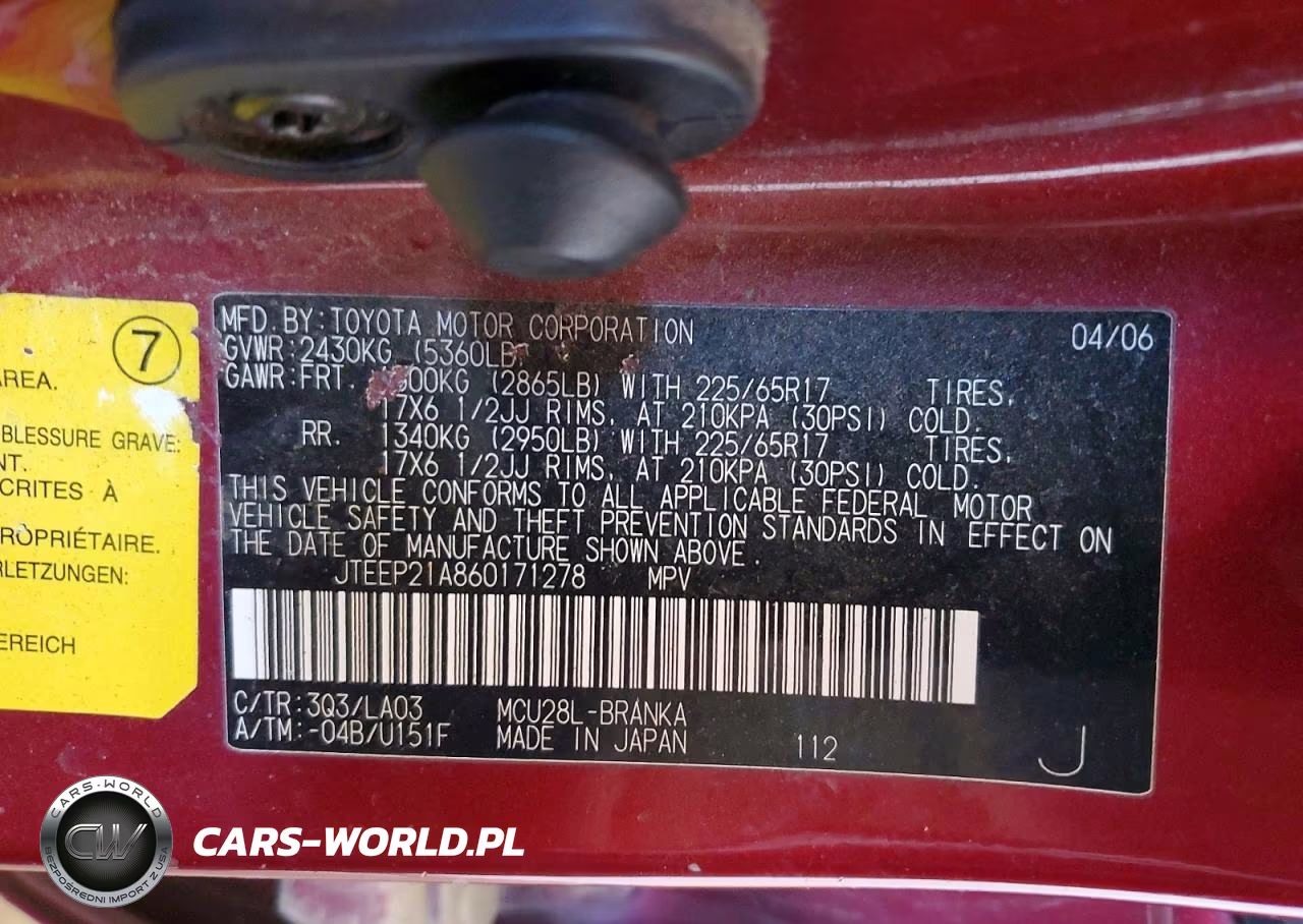 2006 Toyota Highlander Limited VIN:JTEEP21A860171278 - 13
