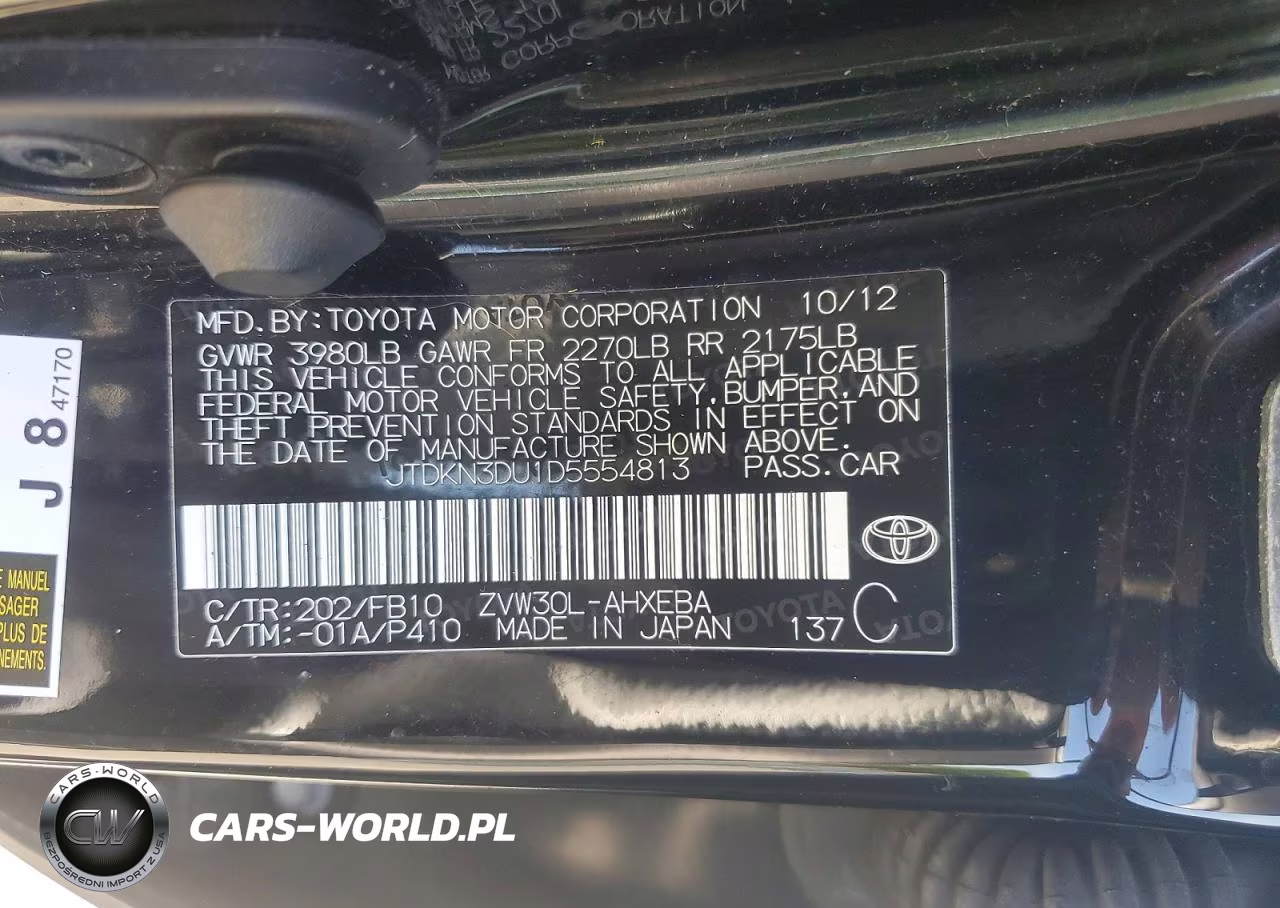 2013 Toyota Prius Two VIN:JTDKN3DU1D5554813 - 12
