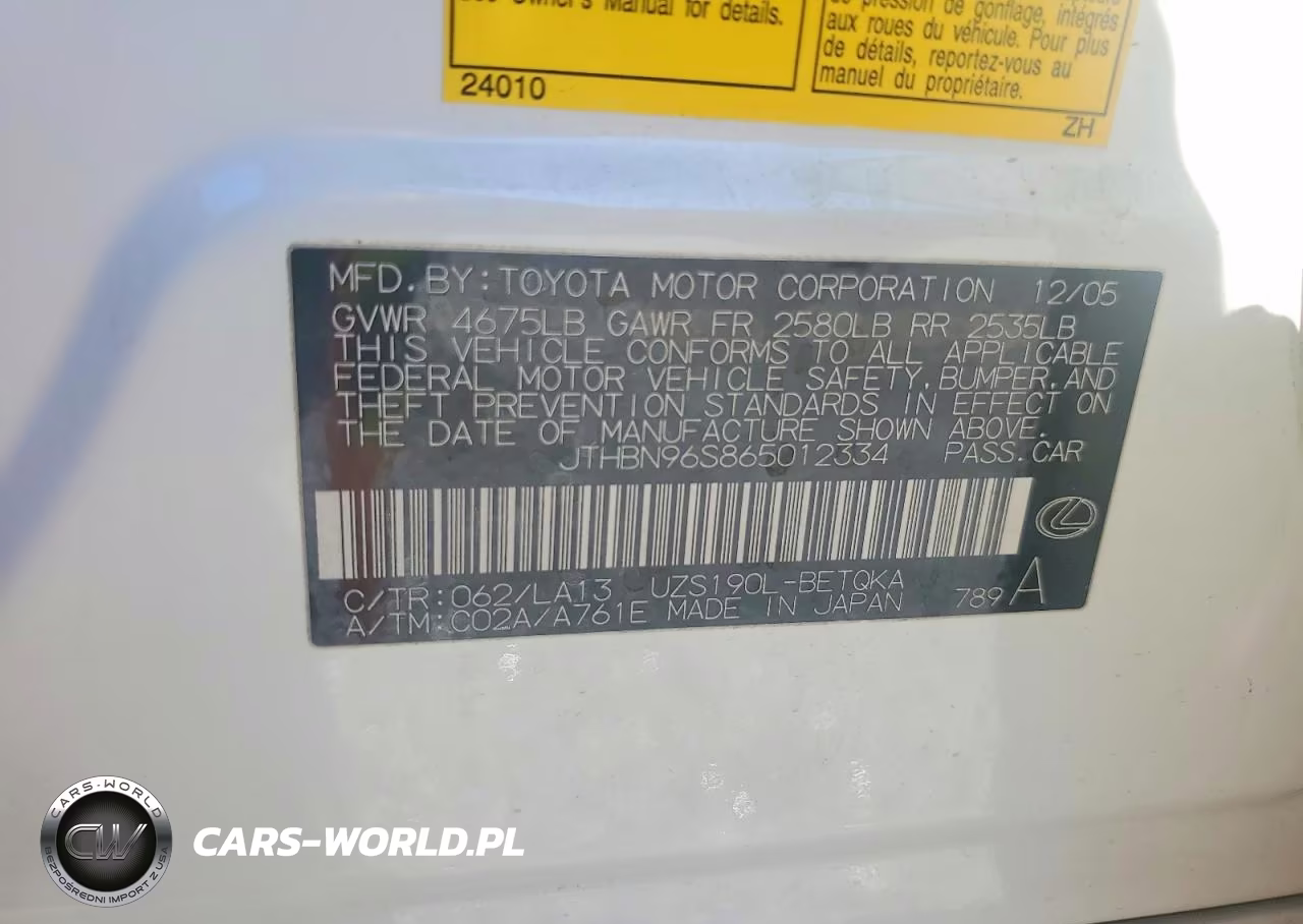 2006 Lexus Gs 430 VIN:JTHBN96S865012334 - 12