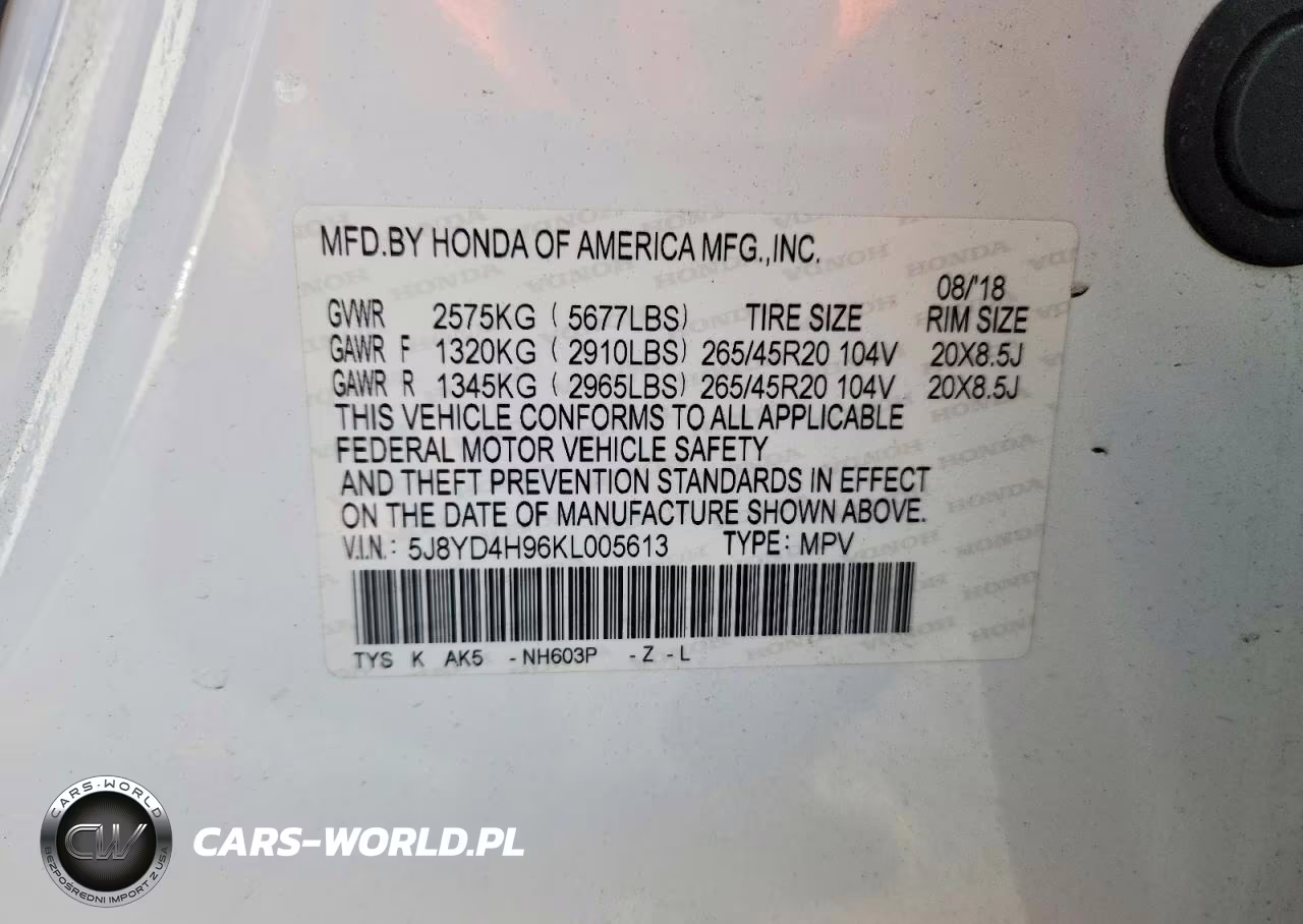 2019 Acura Mdx Advance VIN:5J8YD4H96KL005613 - 13