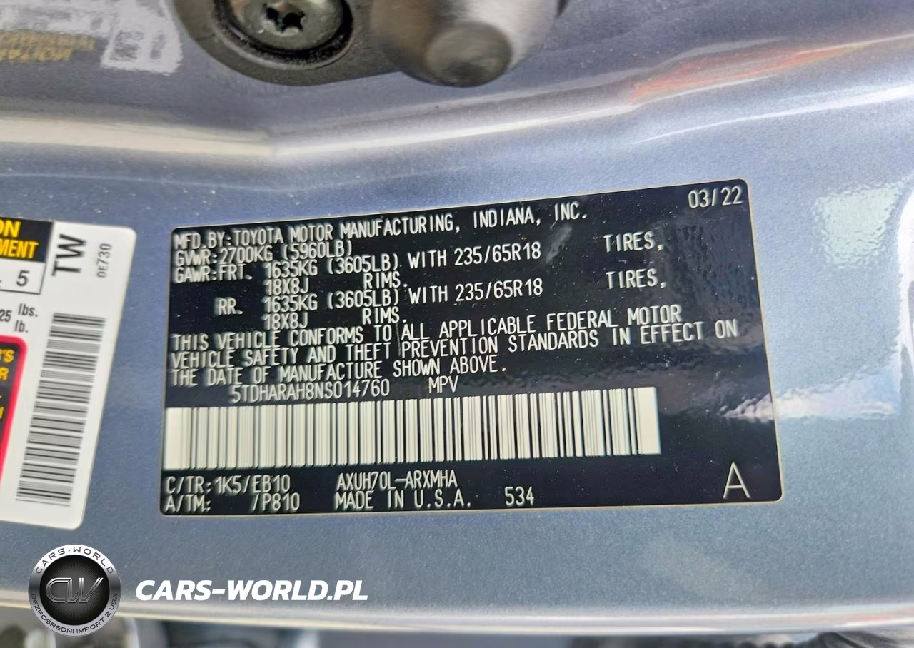 2022 Toyota Highlander Hybrid Xle VIN:5TDHARAH8NS014760 - 13