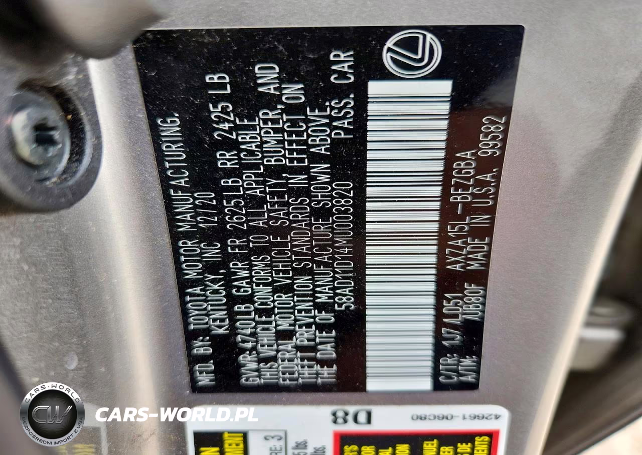 2021 Lexus Es 250 Base VIN:58AD11D14MU003820 - 12