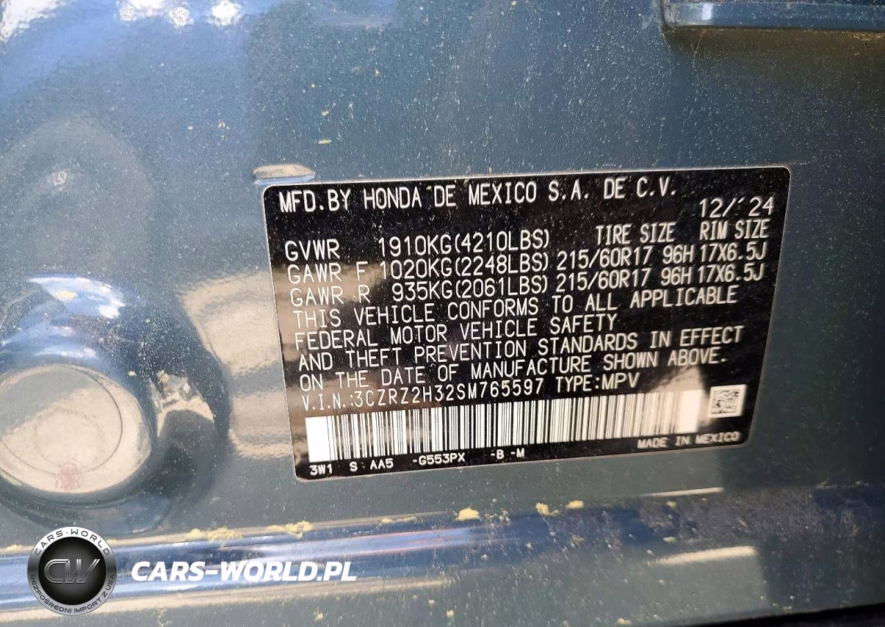 2025 Honda Hr-V Lx VIN:3CZRZ2H32SM765597 - 14