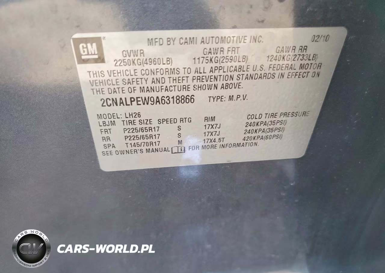 2010 Chevrolet Equinox Lt VIN:2CNALPEW9A6318866 - 13