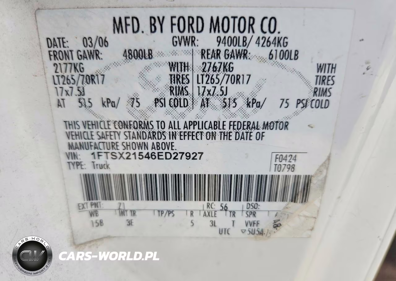 2006 Ford F250 Super Duty VIN:1FTSX21546ED27927 - 12