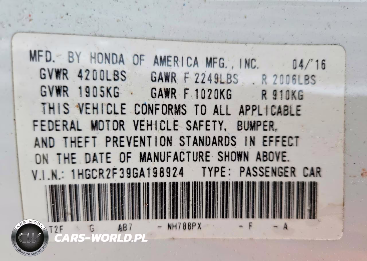 2016 Honda Accord Lx VIN:1HGCR2F39GA198924 - 12