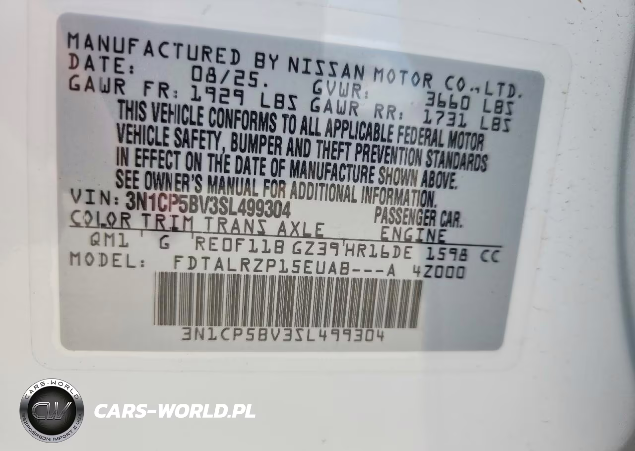 2025 Nissan Kicks Play S VIN:3N1CP5BV3SL499304 - 12