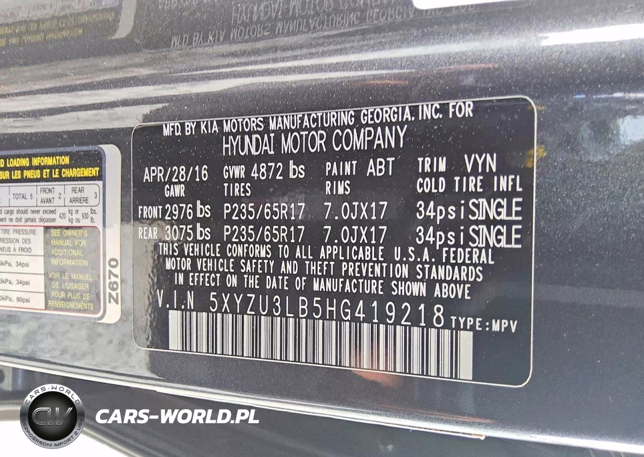 2017 Hyundai Santa Fe Sport 2.4L VIN:5XYZU3LB5HG419218 - 13