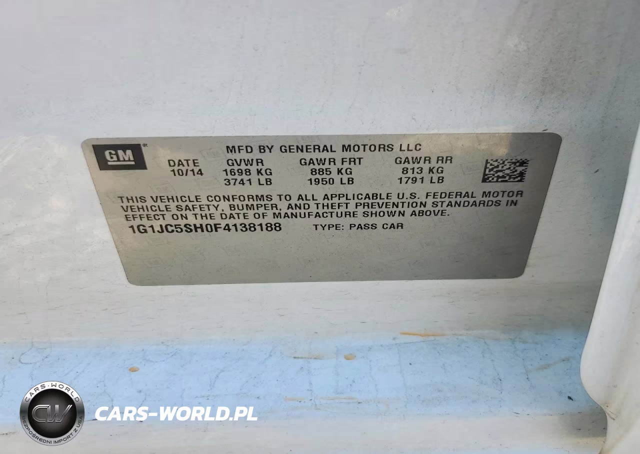 2015 Chevrolet Sonic Lt VIN:1G1JC5SH0F4138188 - 12