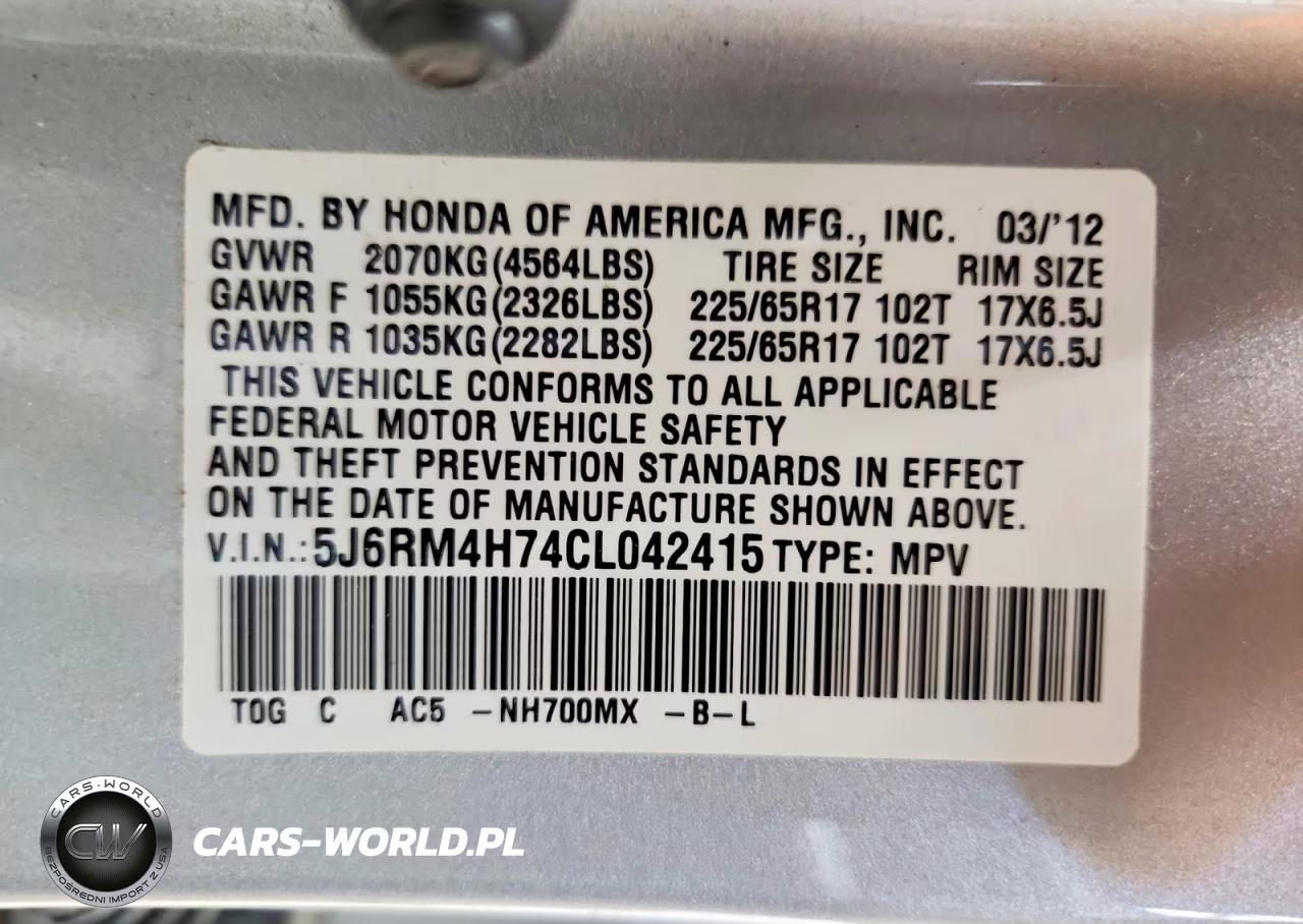 2012 Honda Cr-V Exl VIN:5J6RM4H74CL042415 - 14
