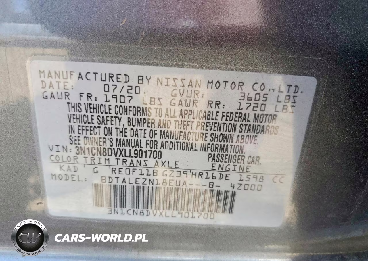 2020 Nissan Versa S VIN:3N1CN8DVXLL901700 - 12