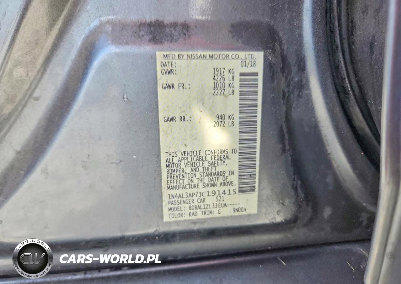 2018 Nissan Altima 2.5 Sv VIN:1N4AL3AP7JC191415 - 12