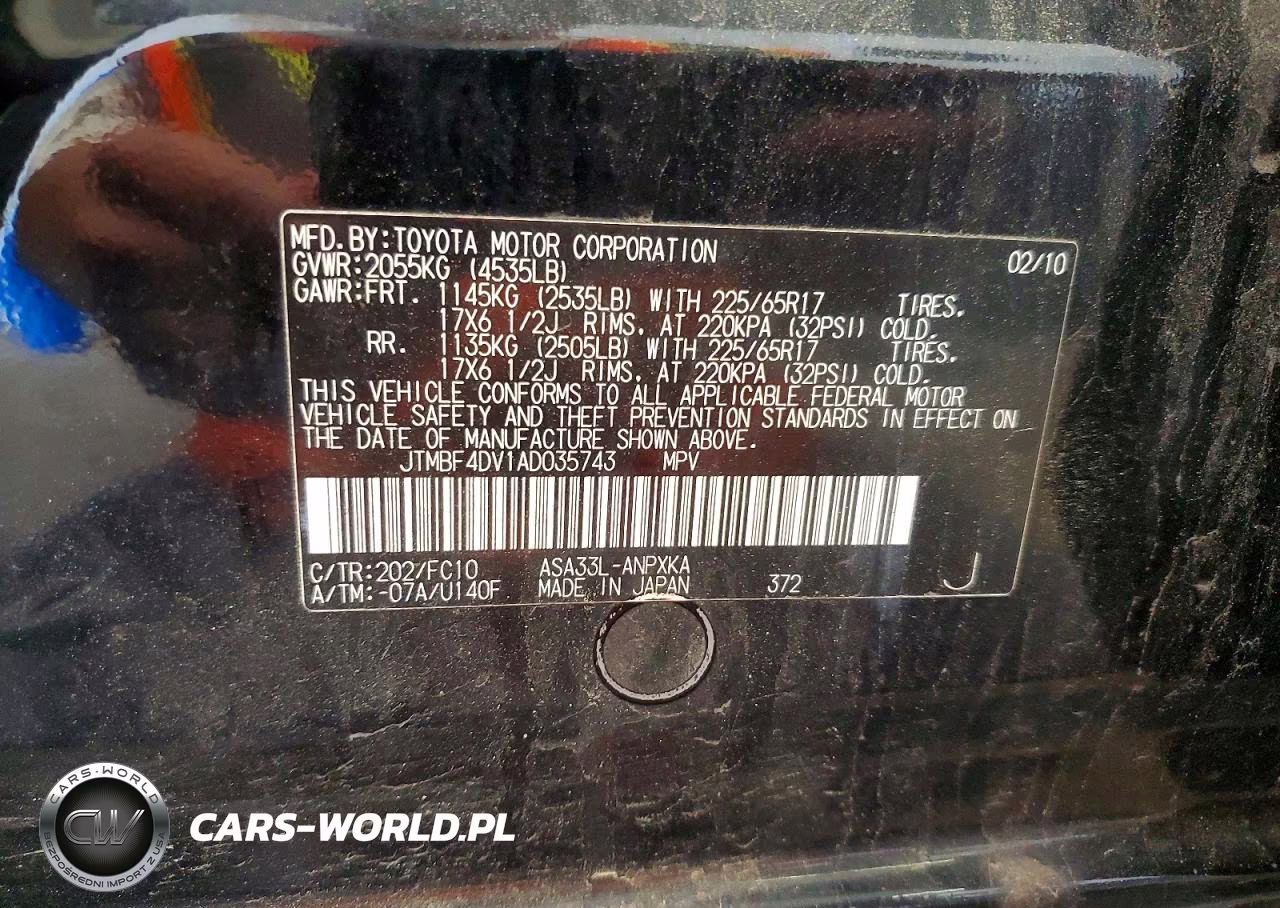 2010 Toyota Rav4 Base VIN:JTMBF4DV1AD035743 - 12