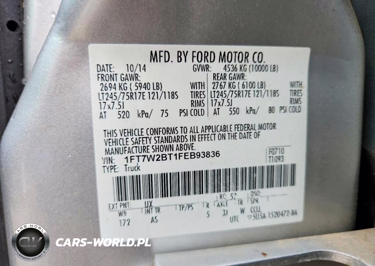 2015 Ford F250 Super Duty VIN:1FT7W2BT1FEB93836 - 12