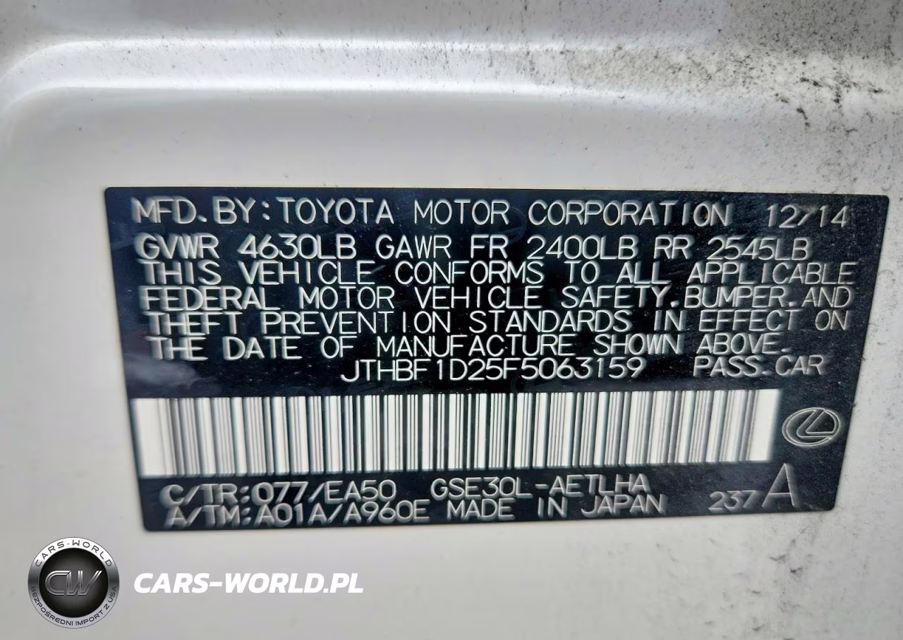 2015 Lexus Is 250 VIN:JTHBF1D25F5063159 - 12