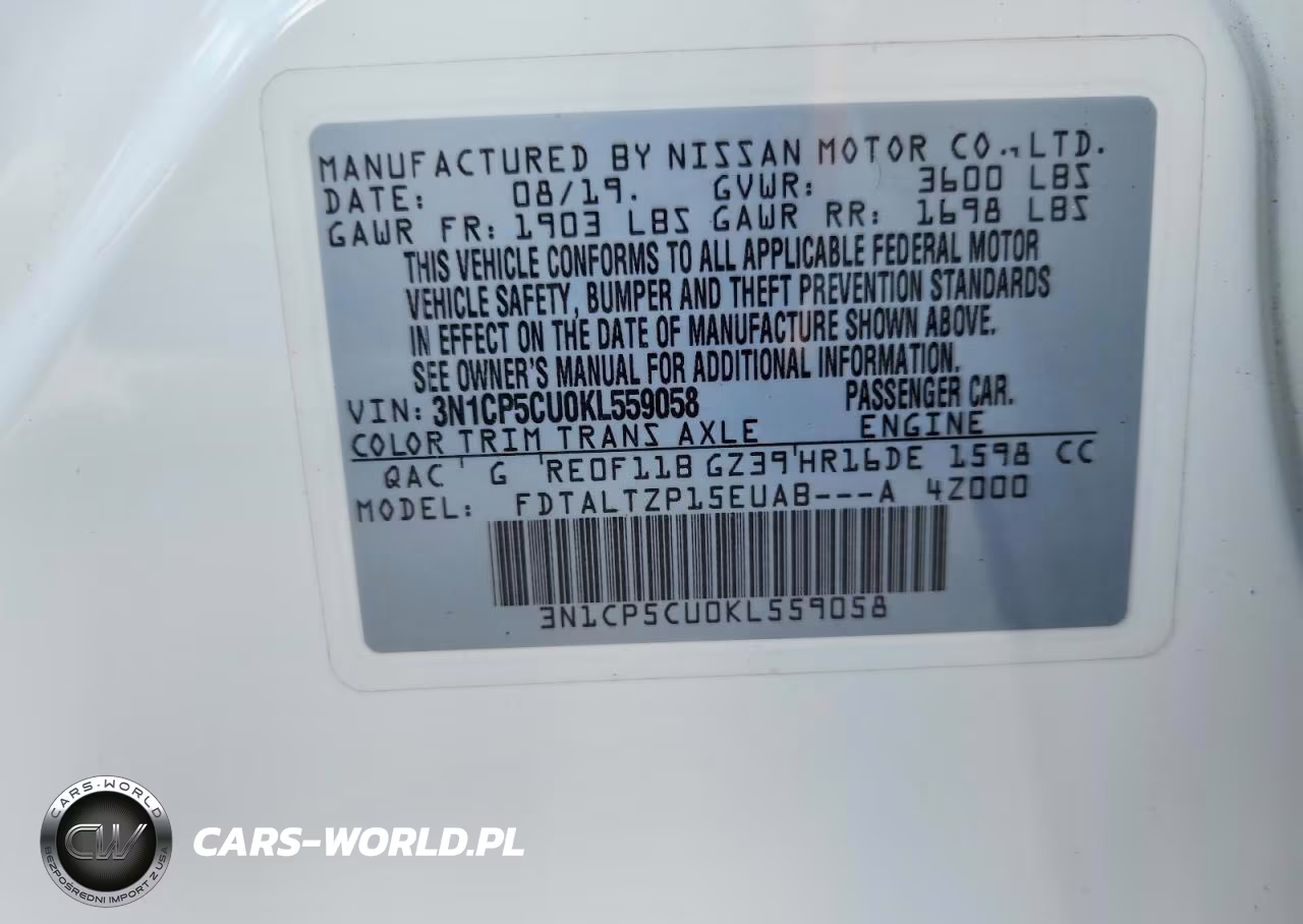 2019 Nissan Kicks Sr VIN:3N1CP5CU0KL559058 - 13
