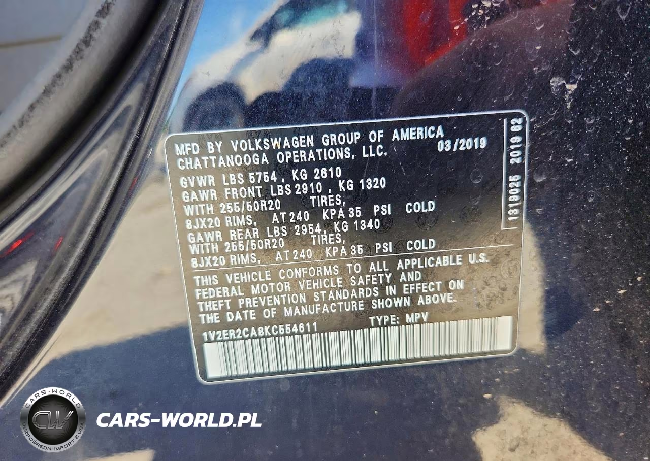 2019 Volkswagen Atlas Sel VIN:1V2ER2CA8KC554611 - 13