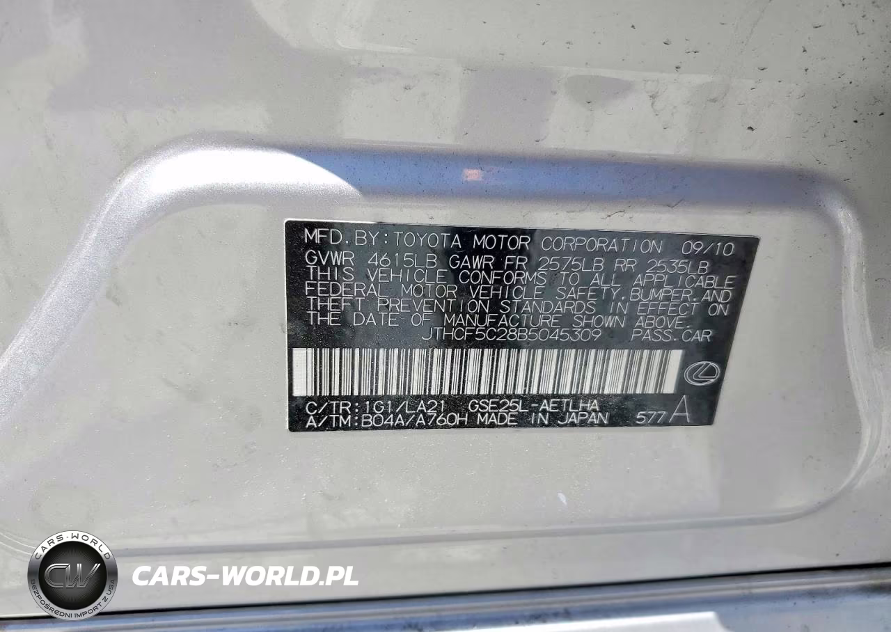 2011 Lexus Is 250 VIN:JTHCF5C28B5045309 - 13