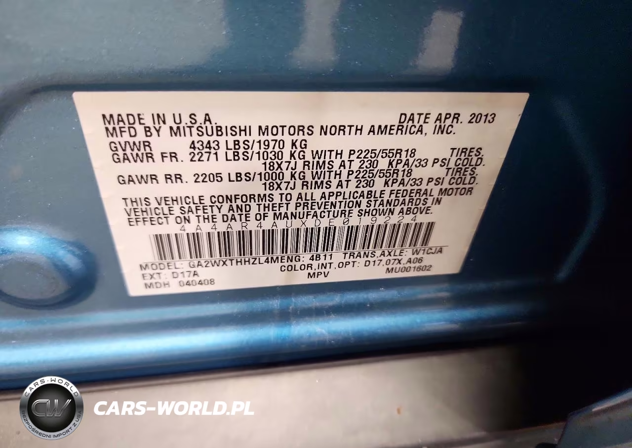 2013 Mitsubishi Outlander Sport Se VIN:4A4AR4AUXDE019224 - 14